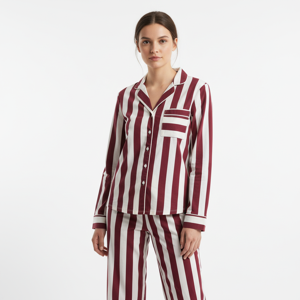Пижама Lusi с полосами бордовая