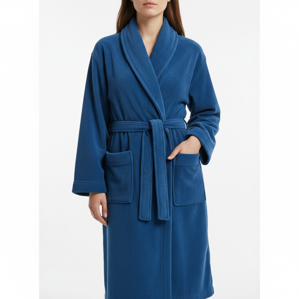 Махровый халат синий